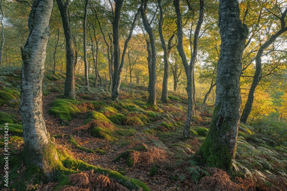 Lush green forest Sunlit woodland Tall pine trees Dappled sunlight Lush green forest Sunlit woodland Tall pine trees Dappled sunlight