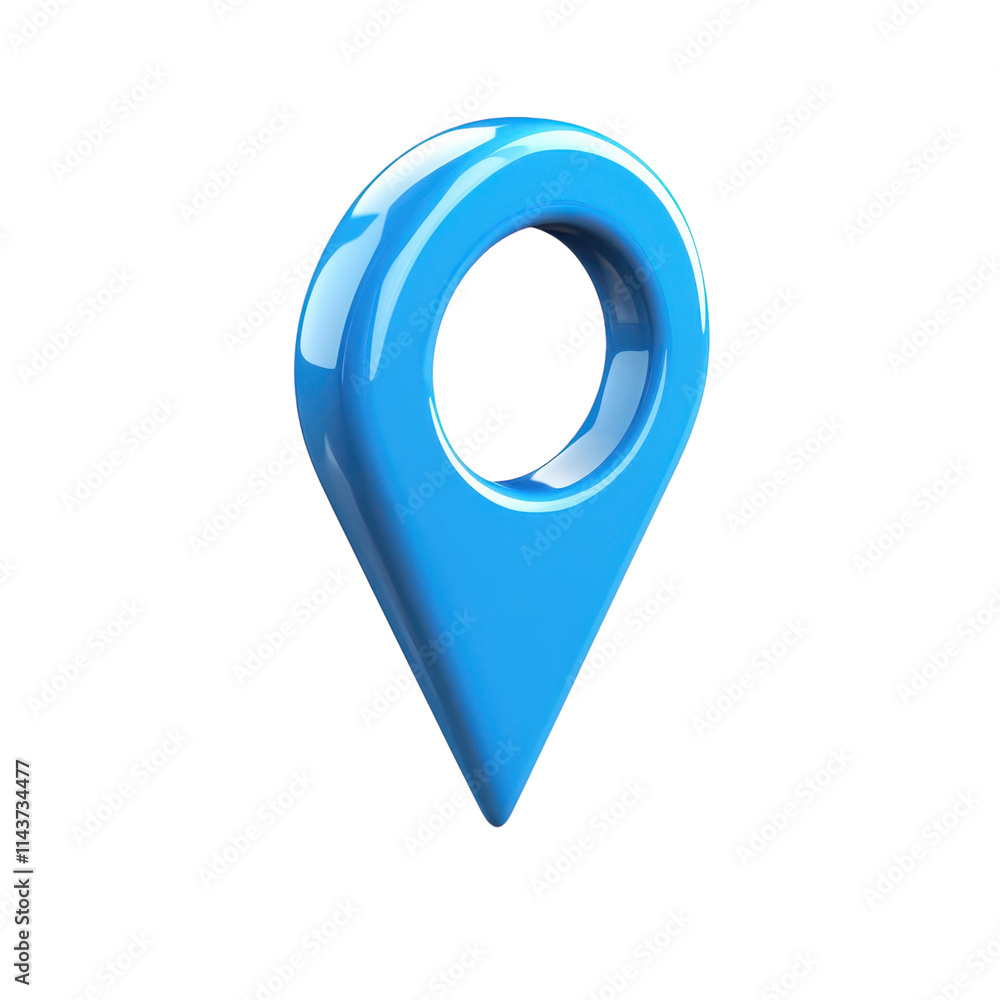 3D Blue Location Pin Icon on a White Background for Mapping Applications and Travel Services and Transparent background. 3D Blue Location Pin Icon on a White Background for Mapping Applications and Travel Services and Transparent background.