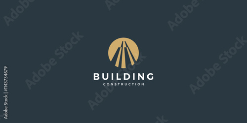Simple building design and construction logo. The symbol for construction, apartment, and architect. premium logo design vector.
