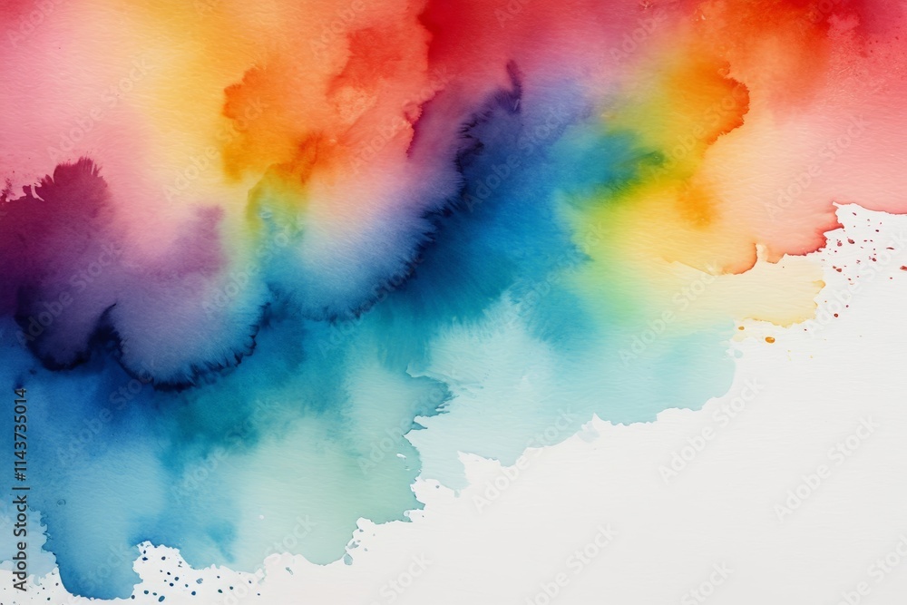 Obraz premium there is a painting of a rainbow colored cloud on a white background