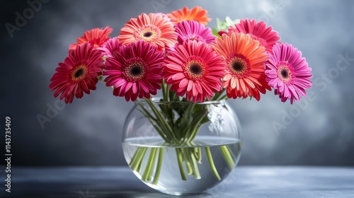Wallpaper Mural Vibrant Flowers in a Clear Vase with Sharp Focus and Soft Background Torontodigital.ca