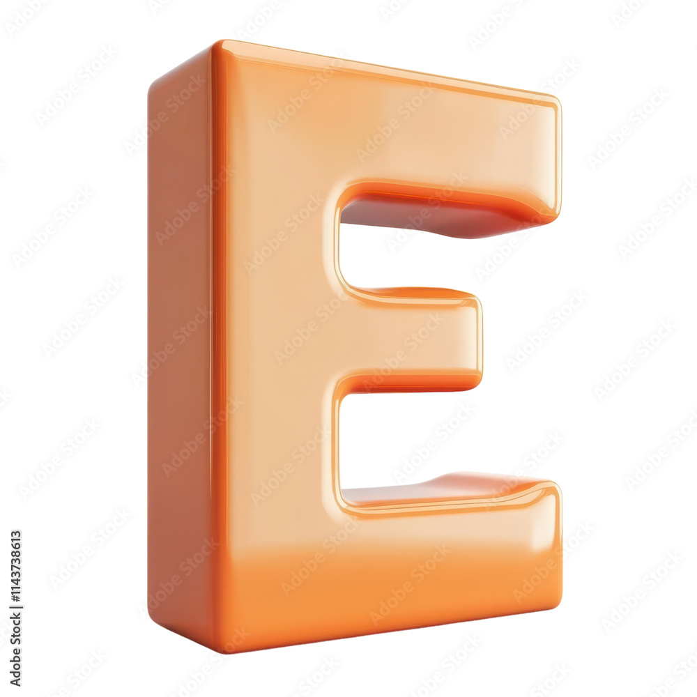 3D Rendered Letter E Isolated on White Background Ideal for Graphic Design Projects and Branding and Transparent background.