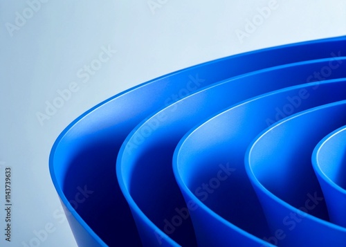 Abstract blue curved shapes on white background photo