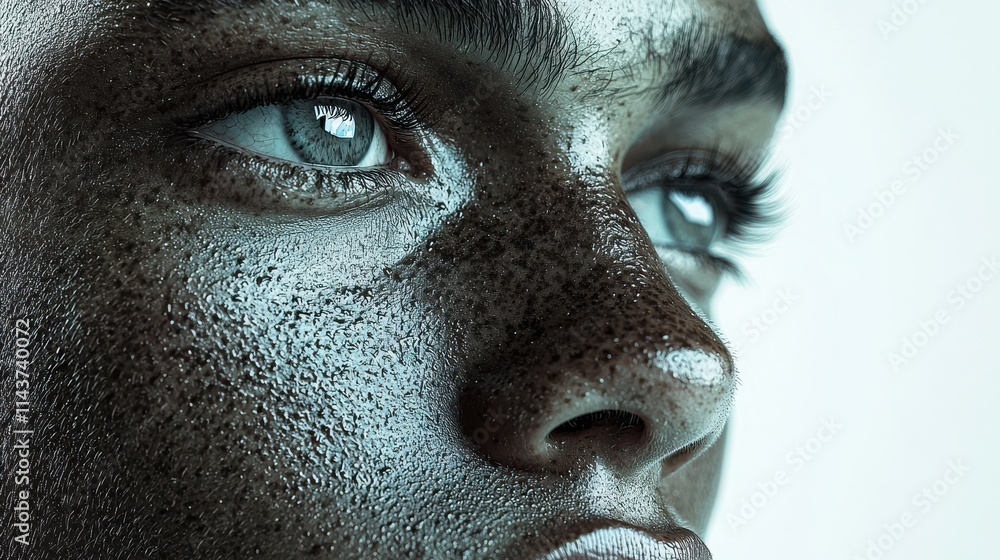 Close-Up Portrait of a Person with Unique Skin Texture and Eyes Close-Up Portrait of a Person with Unique Skin Texture and Eyes
