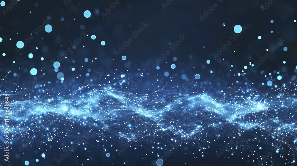 Abstract blue tech background with digital waves and glowing particles Abstract blue tech background with digital waves and glowing particles