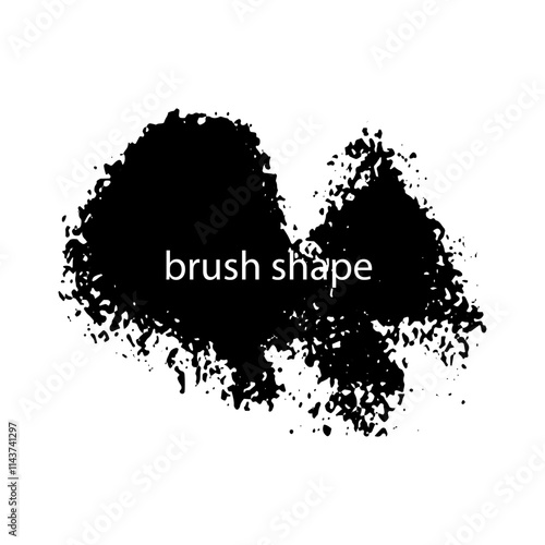 A black brush stroke grunge vector hand painted element on white background. photo