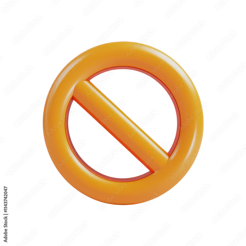 3D Prohibited Sign Icon Transparent background. 3D Prohibited Sign Icon Transparent background.