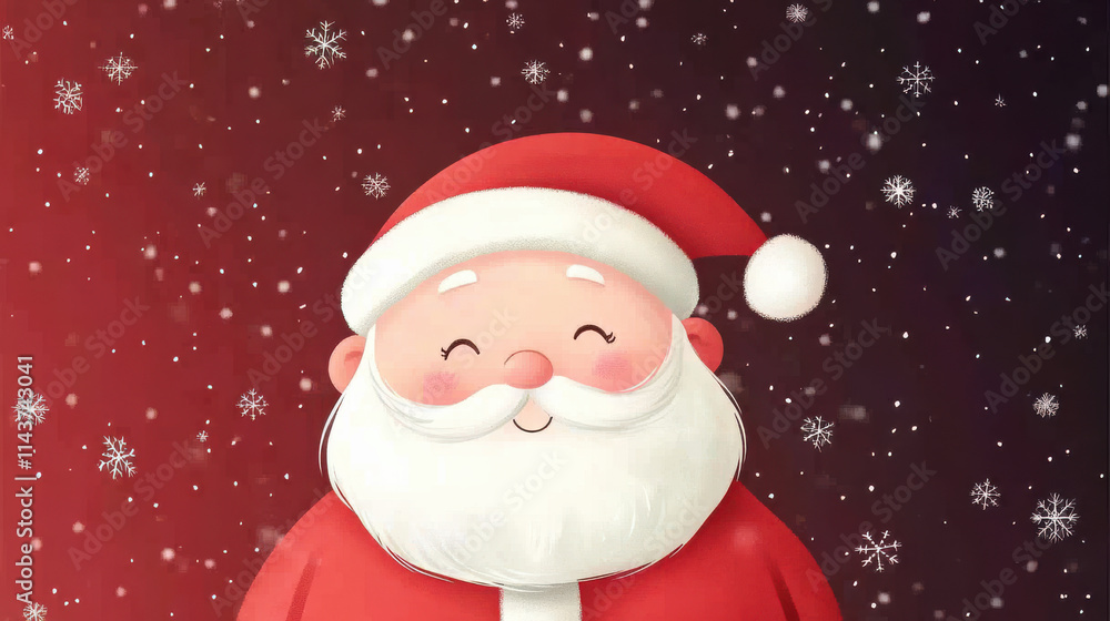 Santa Claus portrait with white beard and red hat, red background Santa Claus portrait with white beard and red hat, red background