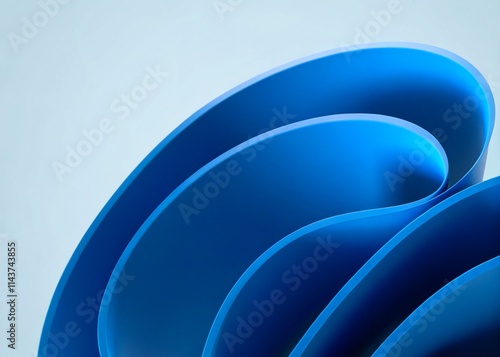 Abstract blue curved shapes on white background