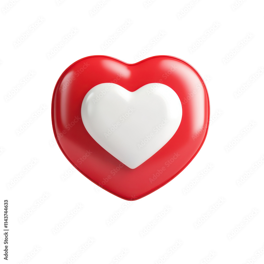 3D White Heart in Red Square Message Bubble Icon for Romantic and Communication Themes and Transparent background. 3D White Heart in Red Square Message Bubble Icon for Romantic and Communication Themes and Transparent background.