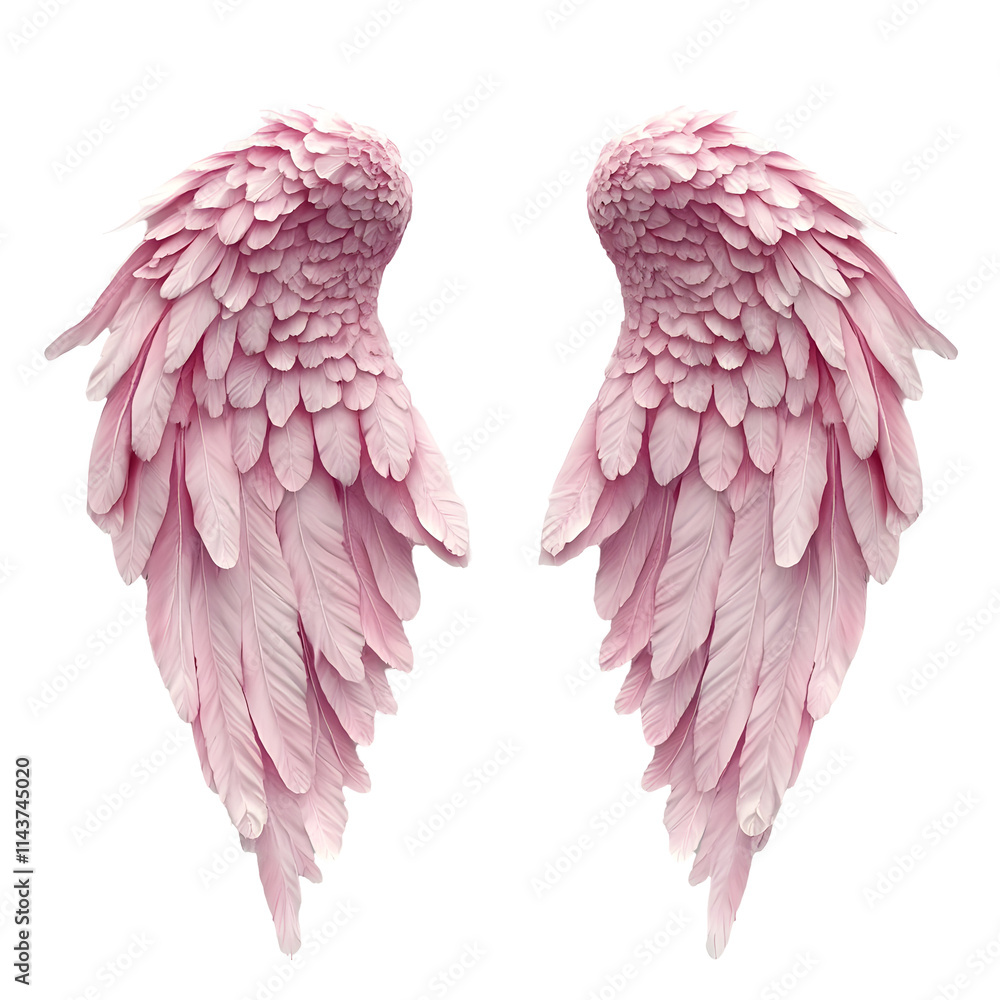 Pink Angel Wings Isolated on White Background Pink Angel Wings Isolated on White Background