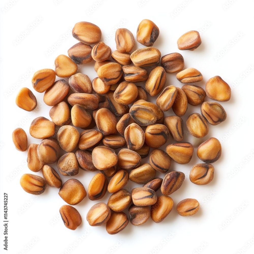 Raw fenugreek seeds isolated on white background Raw fenugreek seeds isolated on white background