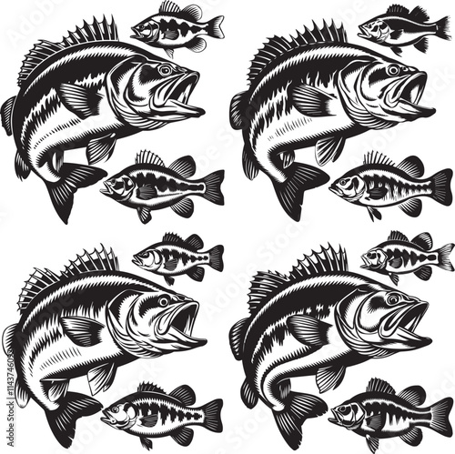silhouette bass fish vector design.
