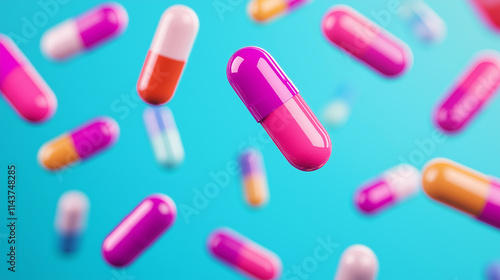 pills onsoft blue background