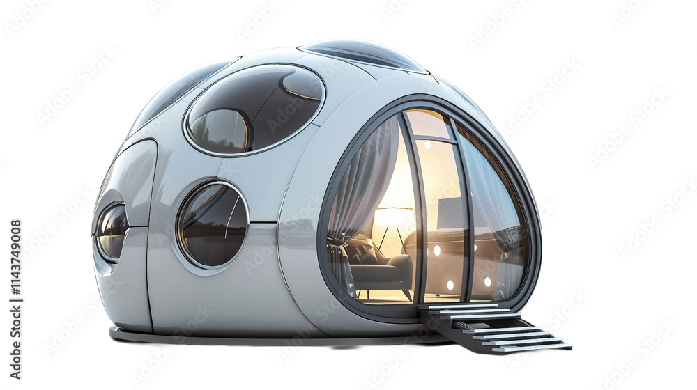 Futuristic Dome House on transparent background PNG.