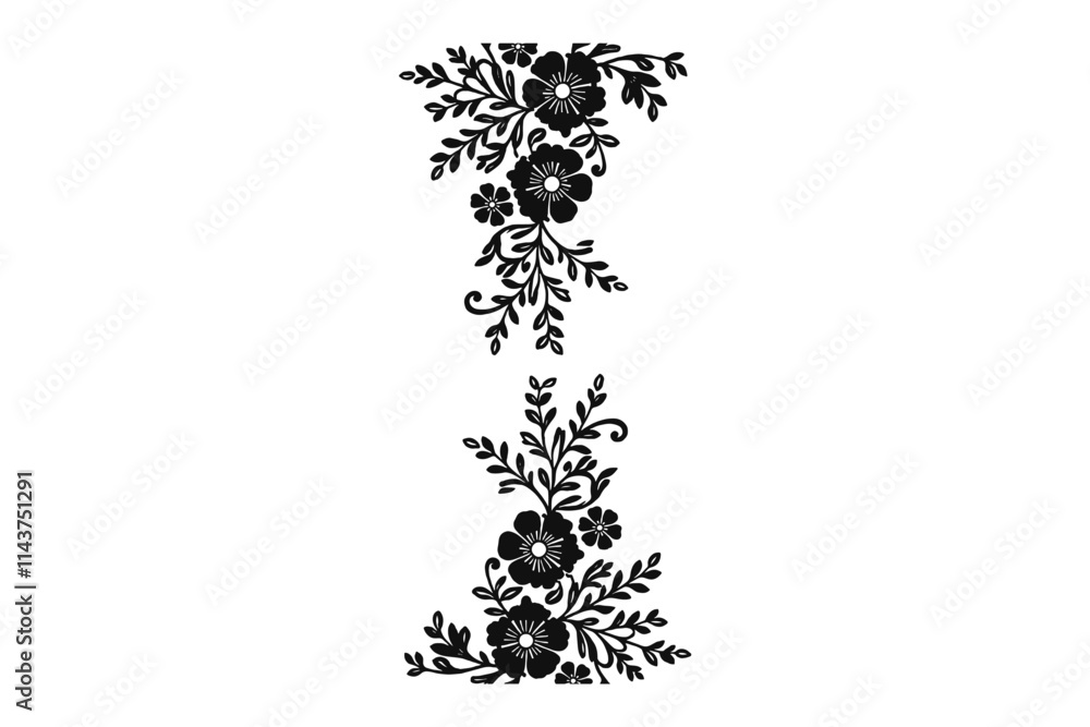 Naklejka premium Laser Cut Floral Frame Silhouette Bundle