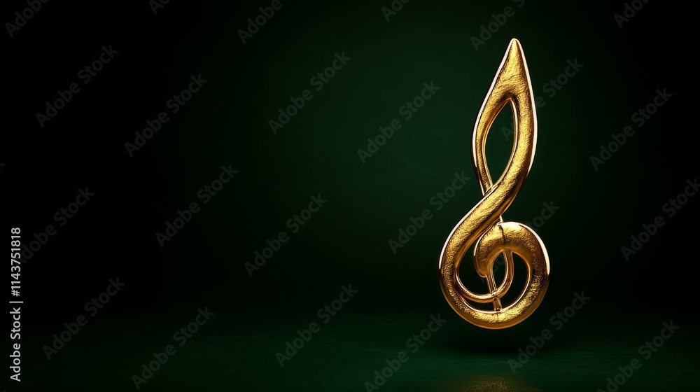 Obraz premium Dynamic musical note sculpture artistic showcase golden artwork studio environment close-up view creative expression