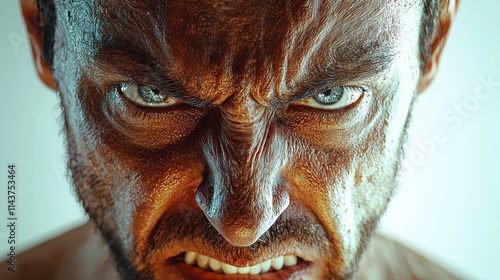 Intense Expression of Anger with Detailed Facial Features and Texture