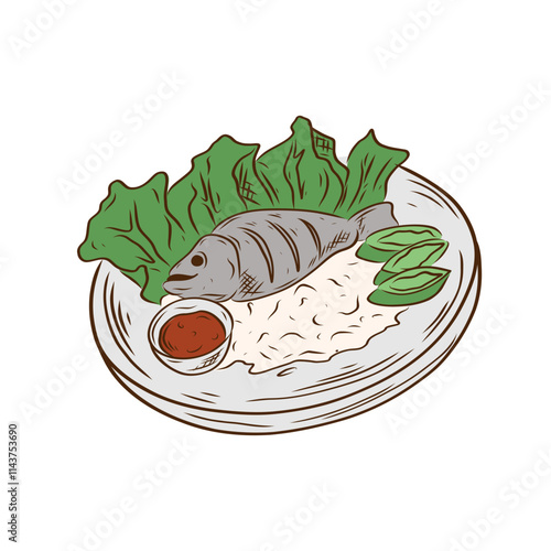 Indonesian Traditional Food Vector Illustration