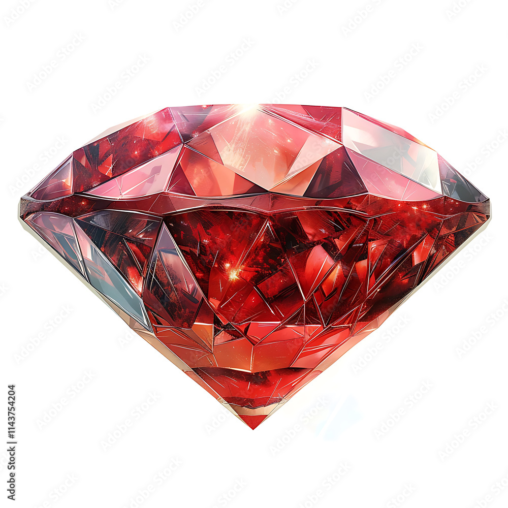 Red Gemstone with Brilliant Cut and Sparkling Shine Red Gemstone with Brilliant Cut and Sparkling Shine