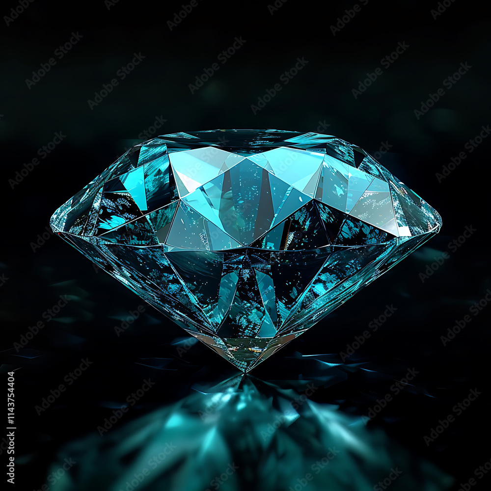 Blue Diamond with Shimmering Reflections
