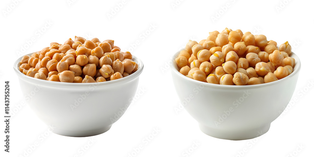 Raw chickpea beans in white bowl. Generative AI. Raw chickpea beans in white bowl. Generative AI.