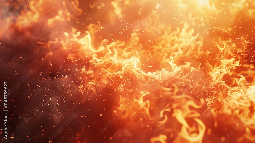 Naklejka premium Ethereal Fire Dance: High-Definition Blaze on White Background