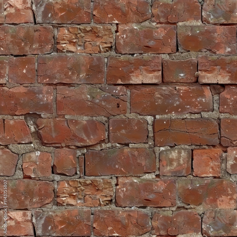 Obraz premium A seamless texture of red bricks, showcasing their classic and sturdy appearance. Bright, natural lighting.