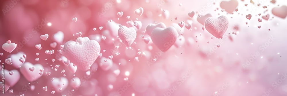 Falling Hearts: A Romantic Pink And White Abstract Falling Hearts: A Romantic Pink And White Abstract