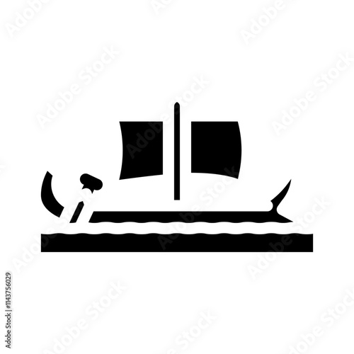 bireme ancient ship glyph icon vector. bireme ancient ship sign. isolated symbol illustration
