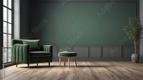 Wallpaper Mural Green Velvet Armchair in Elegant Room Interior Design Torontodigital.ca