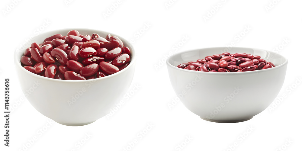 Red kidney beans in white bowl. Generative AI. Red kidney beans in white bowl. Generative AI.