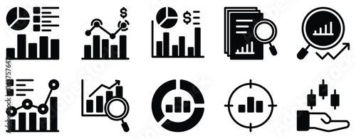 Market Analysis Icon Set Comprehensive Solid Style Collection for Business Insights