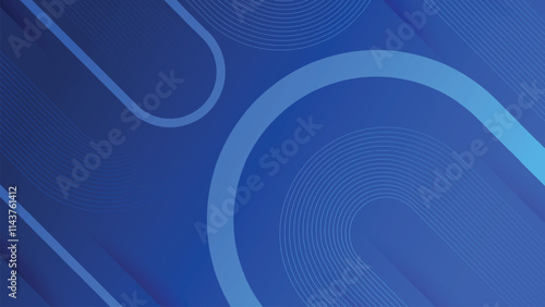 Abstract blue background with glowing rounded lines. Modern geometric lines pattern. Suit for poster, banner, brochure, corporate, presentation. Futuristic and technology concept design. 