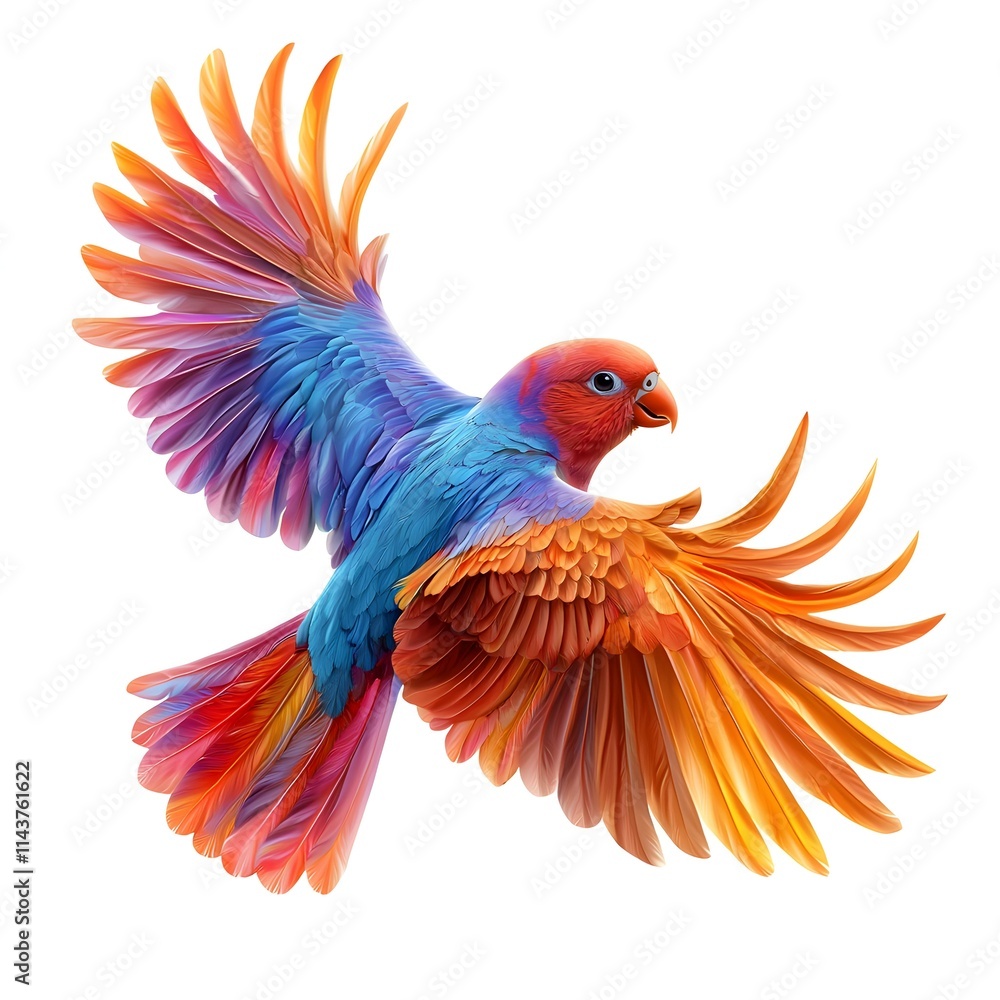 Colorful Abstract Illustration of a Bird in Flight with Vibrant Feathers Colorful Abstract Illustration of a Bird in Flight with Vibrant Feathers