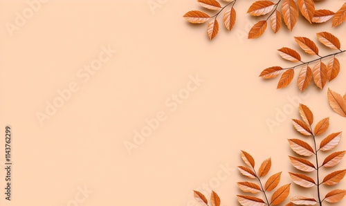 Wallpaper Mural Calming Beige Background with Brown Leaves for Creative Use Torontodigital.ca