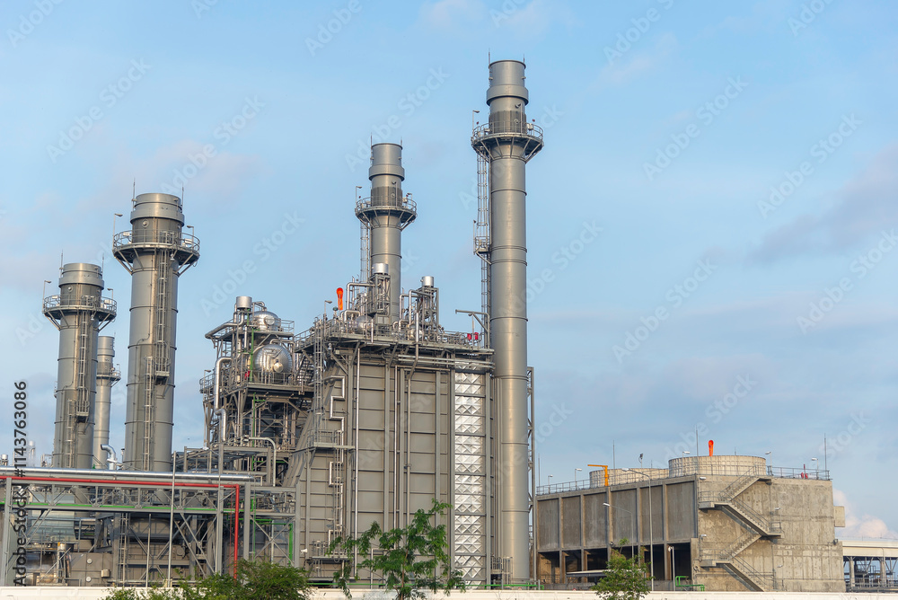 Oil refinery industry at sunset - factory - petrochemical plant Oil refinery industry at sunset - factory - petrochemical plant