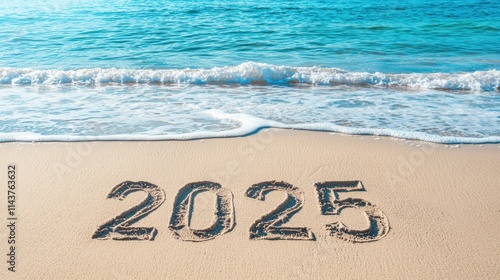 New year 2025 celebration beach shore beach art coastal environment scenic view future aspirations photo