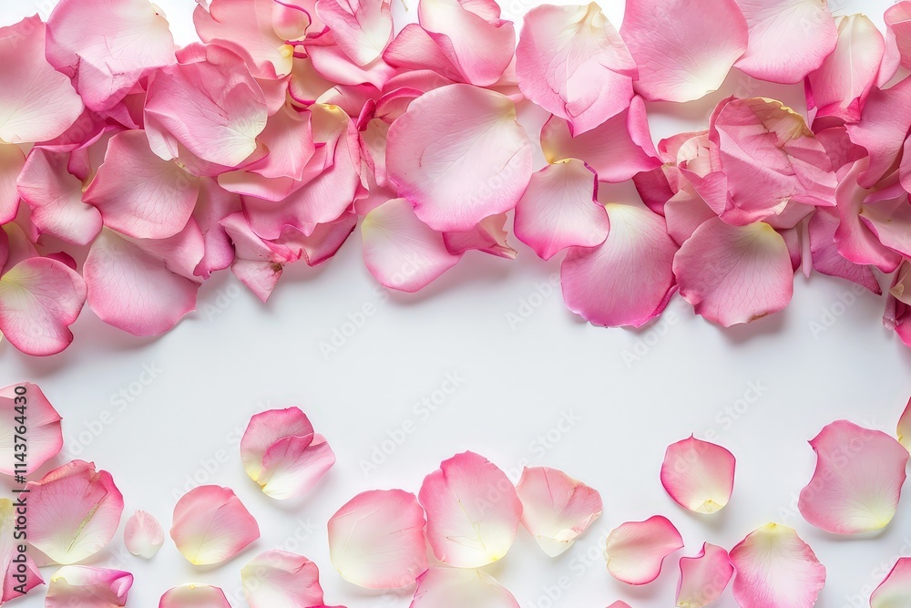 Fototapeta premium Pink Rose Petals on White Background