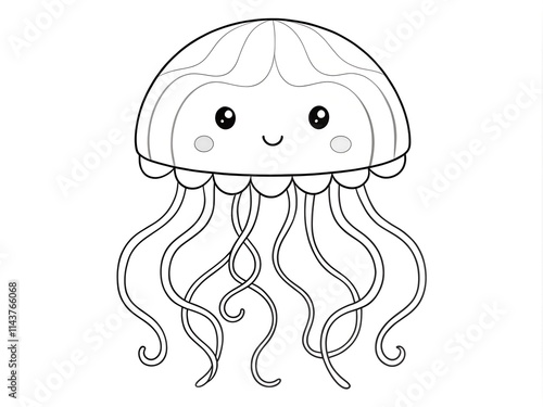 coloring page with  jellyfish
