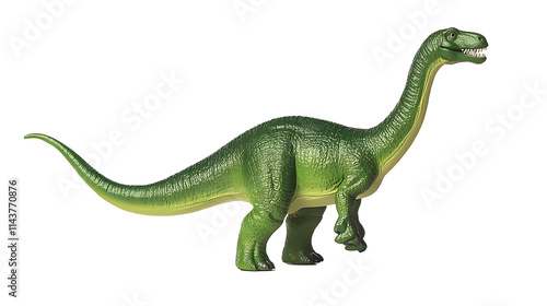 Fototapeta Naklejka Na Ścianę i Meble -  Green dinosaur diplodoc plastic toy model isolated on white background