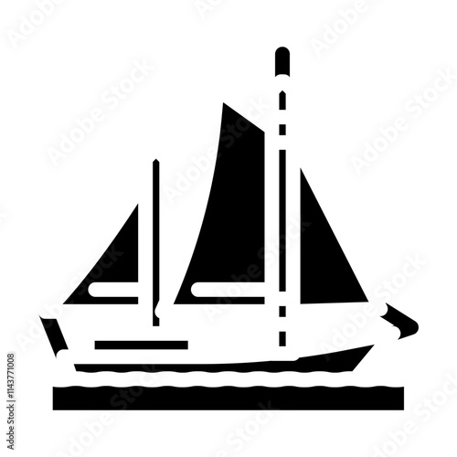 ketch ancient ship glyph icon vector. ketch ancient ship sign. isolated symbol illustration
