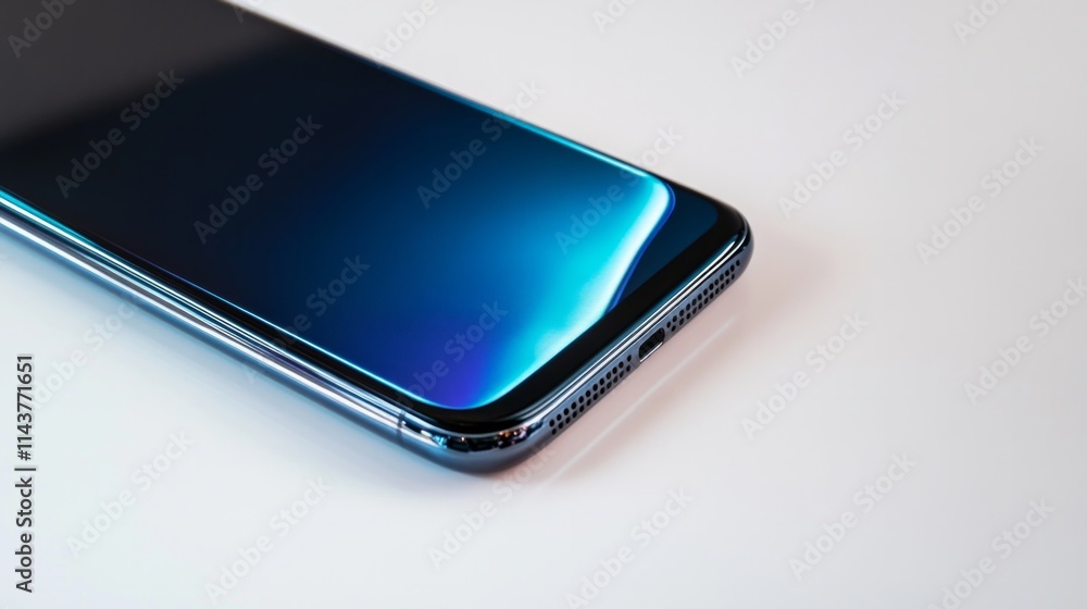 A luxury smartphone with a curved display, lying flat on a white background, AI Generative. A luxury smartphone with a curved display, lying flat on a white background, AI Generative.
