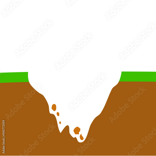 earthquake illustration with destroyed earth piece