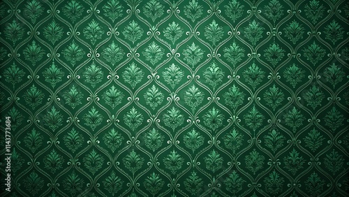 Elegant Emerald Green Damask Wallpaper Texture with a Vintage Feel