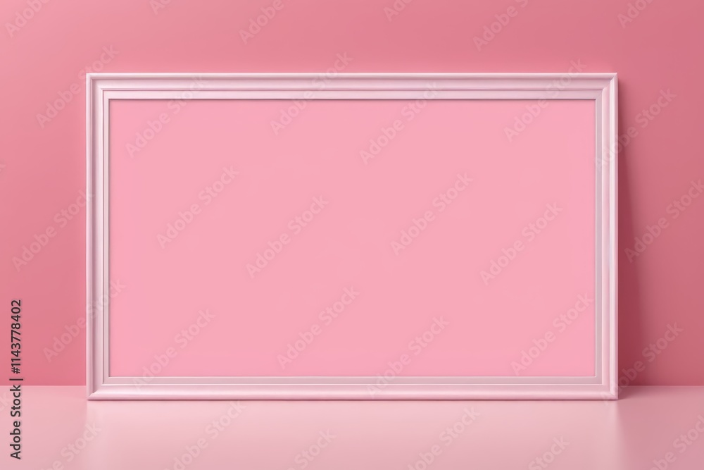 a white frame on a pink wall with a pink wall behind it a white frame on a pink wall with a pink wall behind it