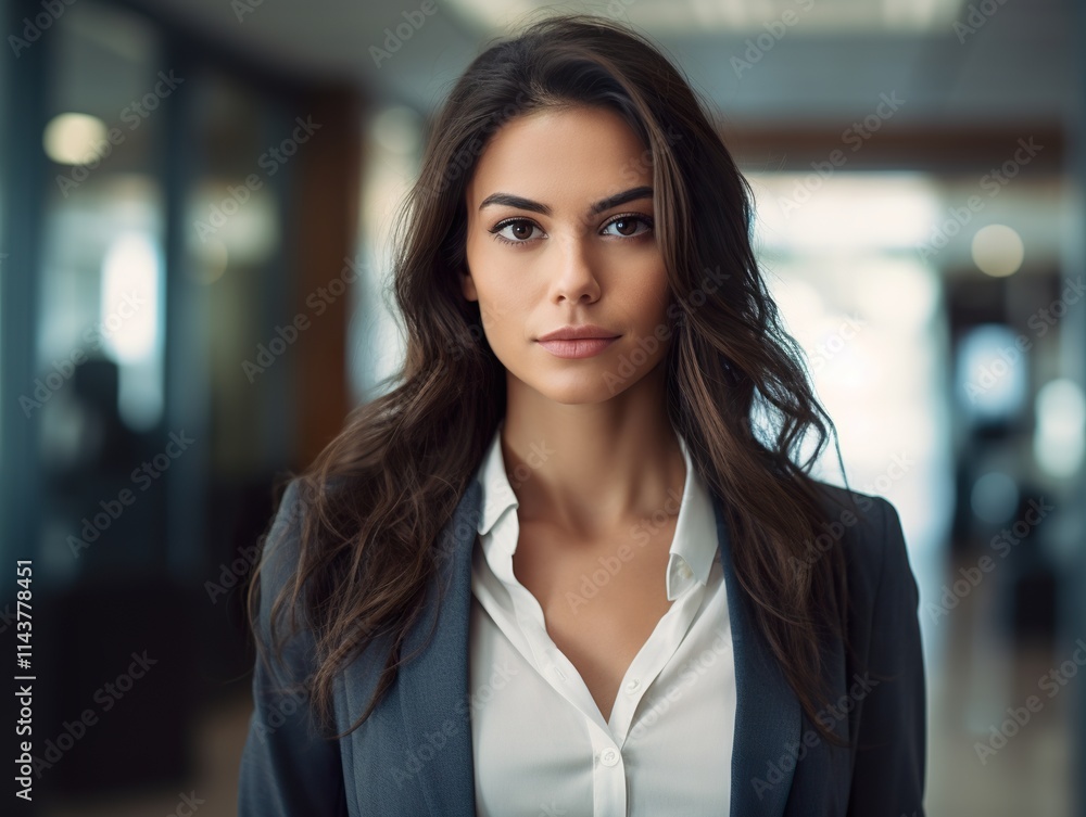 Fototapeta premium Portrait Attractive hispanic young confident business woman in business professional working office