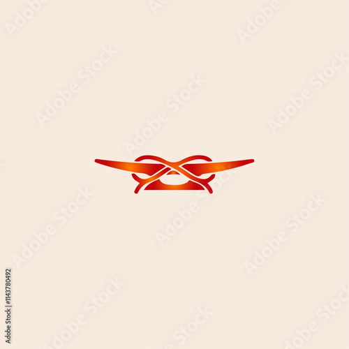 Red boat mooring cleat logo icon flat vector design.