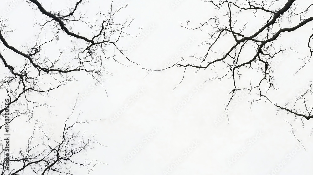 Obraz premium Bare branches reaching into pale sky on cold winter day