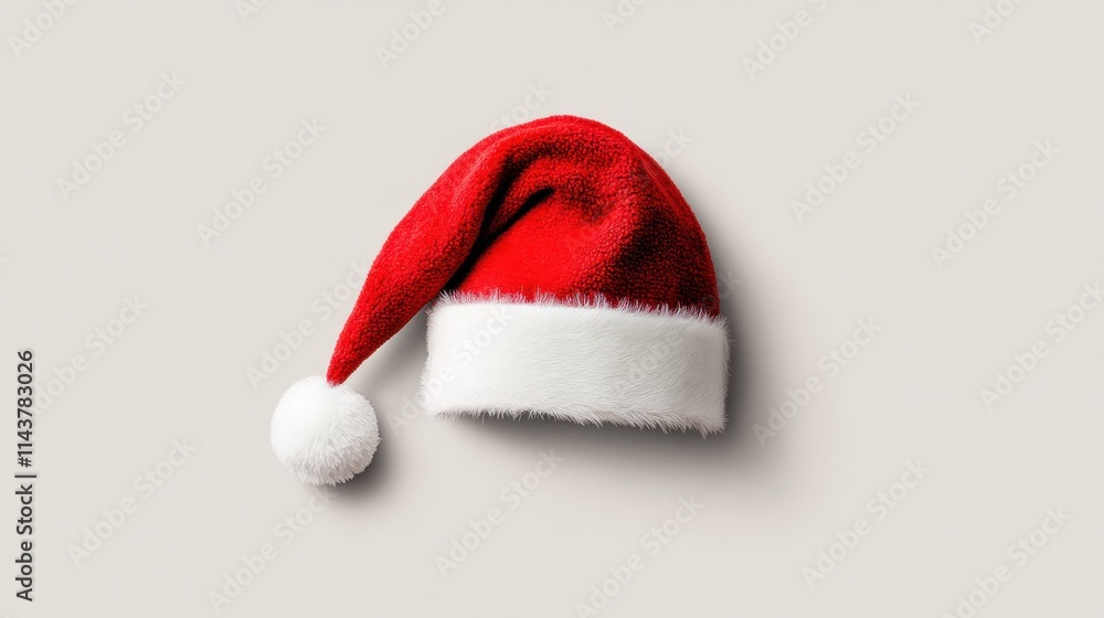 Classic Santa Claus hat on a minimalist gray background. Classic Santa Claus hat on a minimalist gray background.